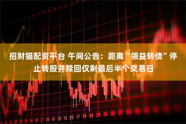 招财猫配资平台 午间公告：距离“领益转债”停止转股并赎回仅剩最后半个交易日