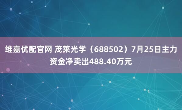 维嘉优配官网 茂莱光学（688502）7月25日主力资金净卖出488.40万元