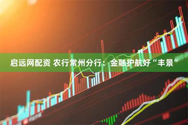 启远网配资 农行常州分行：金融护航好“丰景”