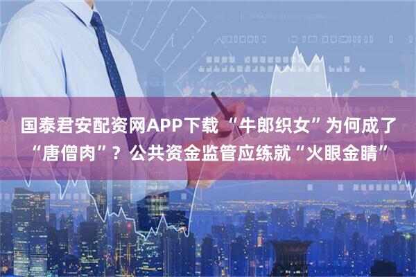 国泰君安配资网APP下载 “牛郎织女”为何成了“唐僧肉”？公共资金监管应练就“火眼金睛”